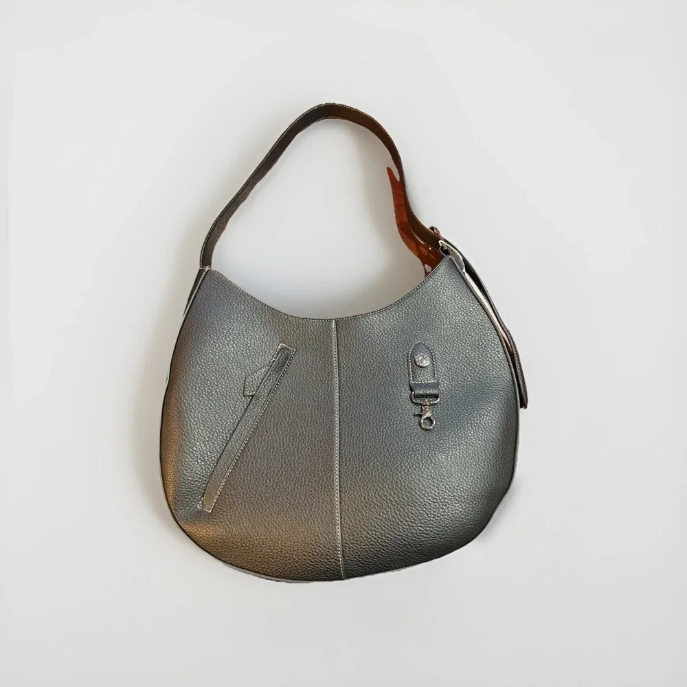 Max Studio The Pebble Grain Travel Hobo Black Bag - XL